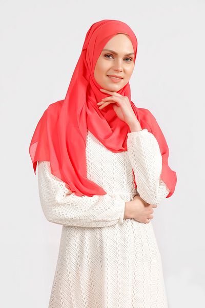 Differenza Coral Crepe Chiffon Shawl
