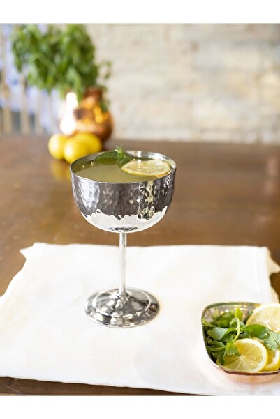 Bakır Concept Silver Colored Set of 2 Copper Wine Glass Hammers