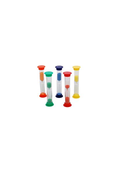 TickiT Set of 5 mini hourglasses with colored sand and different timing