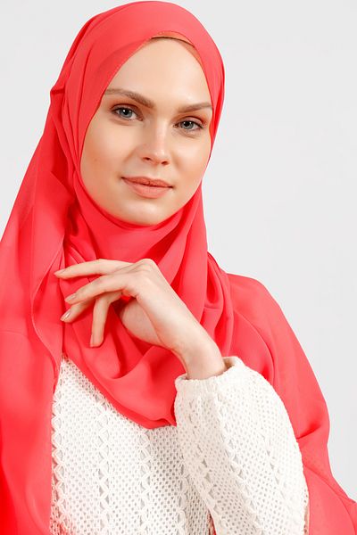 Differenza Coral Crepe Chiffon Shawl