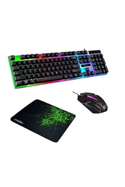 Everest Grup 3in1 Klavye Mouse Mause Pad Kablolu Rgb Aydınlatmalı Set Gamer Pc Oyun Seti Klavye Blo
