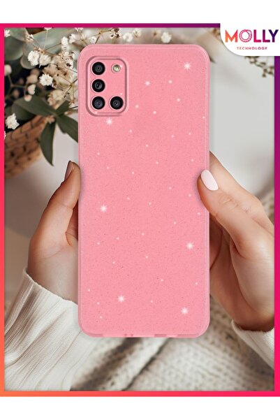 Molly Samsung Galaxy A31 İçin Pamuk Şeker Berry Simli Parlak Silikon Kılıf