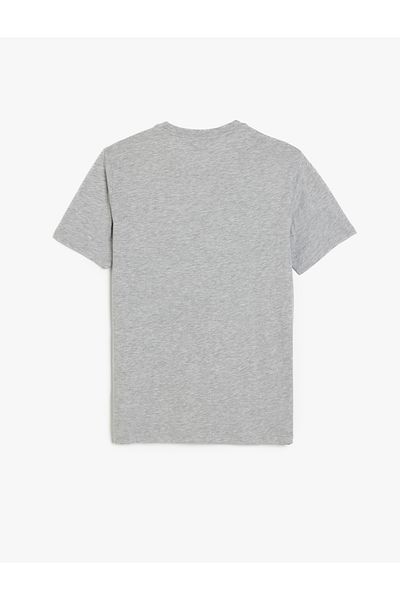 Koton Slim Fit Short Sleeve Cotton Blended Crew Neck Minimal Printed T-Shirt