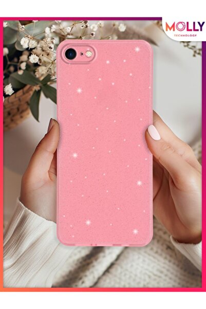 Molly iPhone SE 2022 İçin Pamuk Şeker Berry Simli Parlak Silikon Kılıf