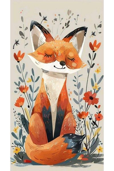 pixartsanat Sweet Fox Pixart Art Diamond Mosaic Painting 30X40