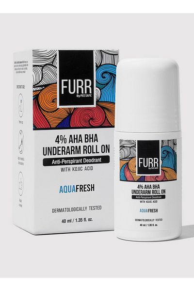 Furr 4% AHA BHA Underarm Roll On with Kojic Acid, Aqua Fresh Fragrance - 40ml (Pack of 3)