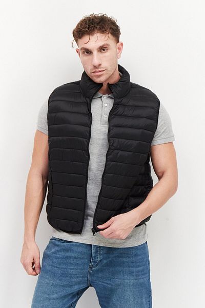 French Connection Men Solid Puffer Vest, Matte Black