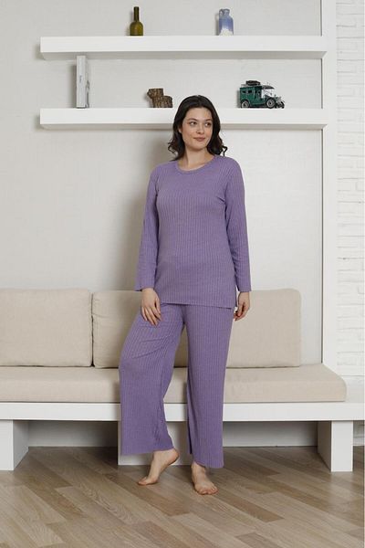 MEBA Set de pijamale de sezon pentru femei, cu mâneci lungi, mov
