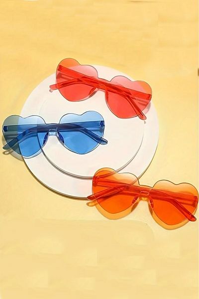 BeySüS Heart Glasses Bride Party Colorful Rimless 8 Pieces