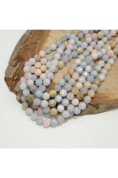 Kanguroom 8mm morganitni fasetirani prirodni kameni niz perli - kamen unutraš...