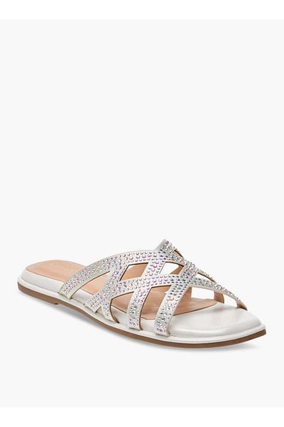 Celeste Girls' Embellished Slip-On Cross Strap Sandals