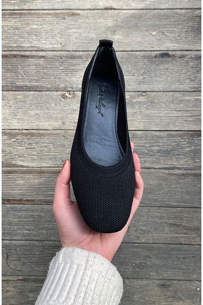Afilli Women's Black Knitwear Soft Laceless Short Thick Heeled Comfortable Daily Orthopedic Lightweight Mother Shoes