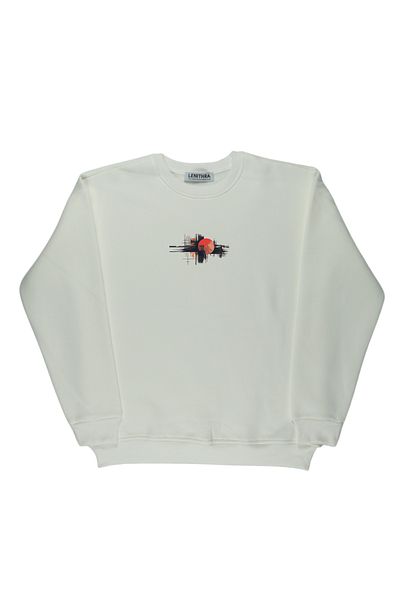 By Caspita Fashion Hanorac alb oversize unisex cu imprimeu Lenithra City
