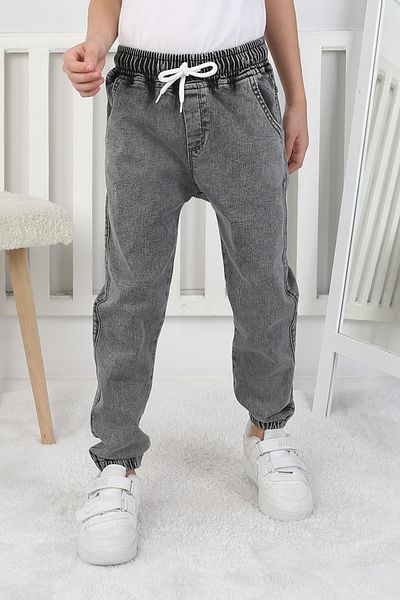 e-çocuk Boy's Gray Jeans with Elastic Waist