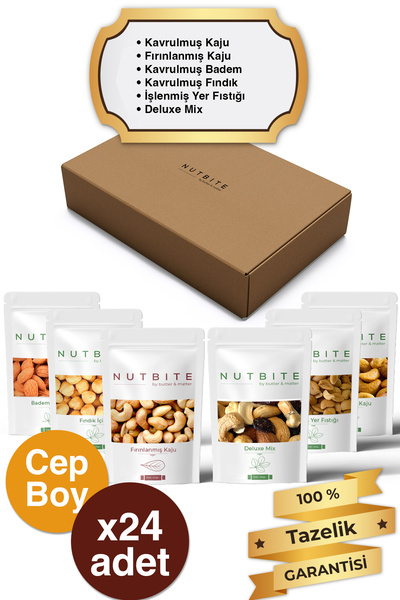 NUTBITE 24'lü Cep Boy Kavrulmuş Karışık Paket - 24 x 40gr Cep Boy - Sağlıklı ...