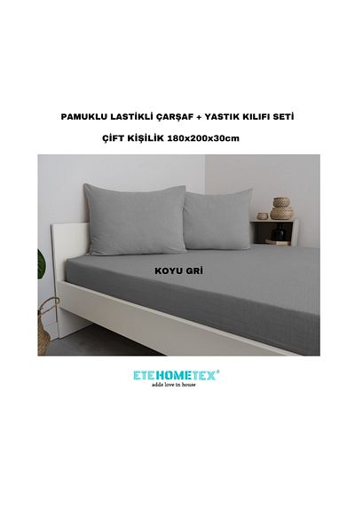 ETE HOMETEX Double Cotton Fitted Sheet Set 180X200X30Cm