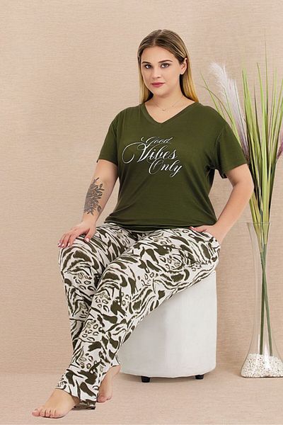 Truva XXL Plus Size V-Neck Pajama Suit Pajama Suit
