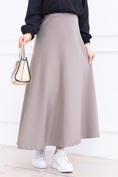 Bestenur Neris Scuba Skirt 1357 - Χρώμα Πέτρας