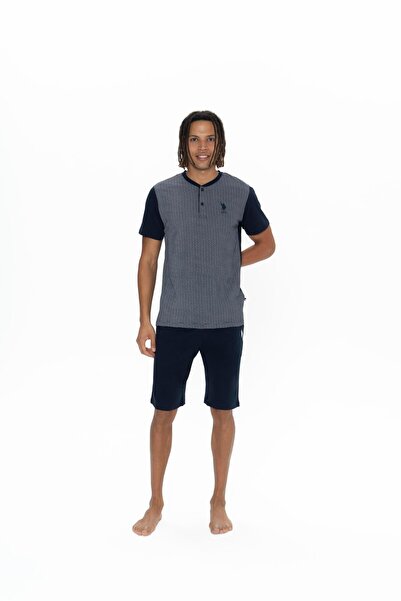 U.S. Polo Assn. Πόλο Ασν. Ανδρικό σετ πιτζάμα 3 τεμαχίων Navy Blue