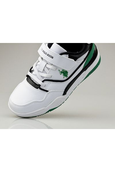 U.S. Polo Assn. Children's Velcro Sneakers, White Leather Sneakers