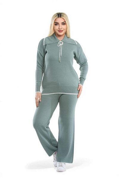 NEWCO Polo Lace-Up Collar Knitwear Set - Trend