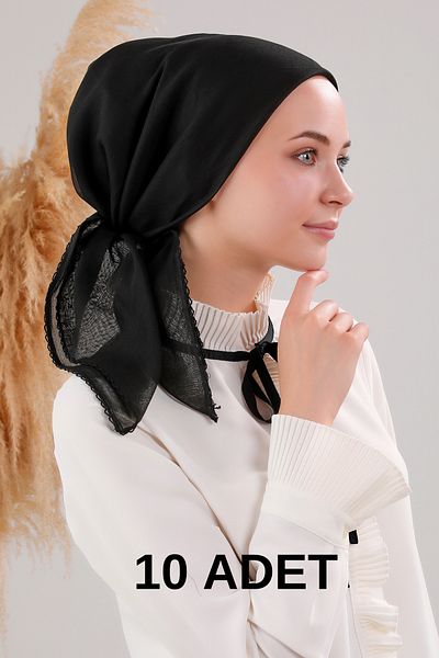 Melodi Scarf Hijab 10-Piece Women's Inner Hijab - 100% Cotton Black
