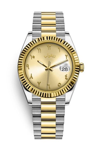 Rivoly Modern Men's Watch with Arabic Numerals and Date in Stainless Steel
