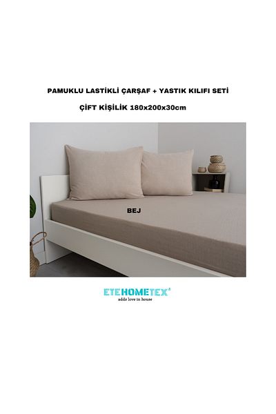 ETE HOMETEX Double Cotton Fitted Sheet Set 180X200X30Cm