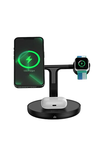 Baseus Swan 3 In 1 Wireless Magnetic Bracket 20w Kablosuz Hızlı Şarj Cihazı U...