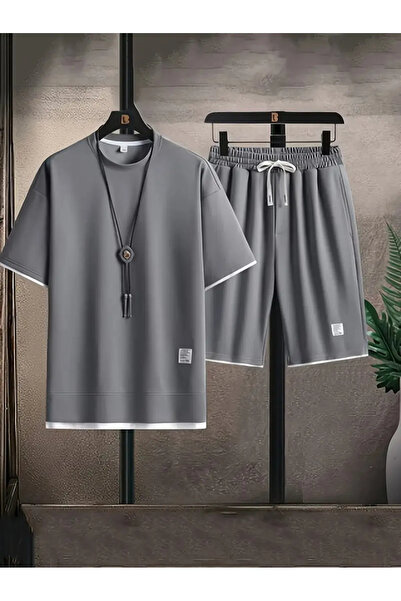 npLStore Чоловічий новий сезон 100% бавовняний комір з детальним набором футболок та шортів