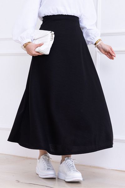 Bestenur Senar Bell Skirt 1358 - Μαύρη