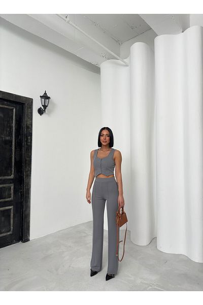BEJNA Graues Trägertop-Hosen-Set für Damen