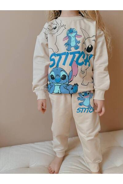 YİGİT BUTİK Yigit Boutique Character Printed Girl's Bottom Top Set