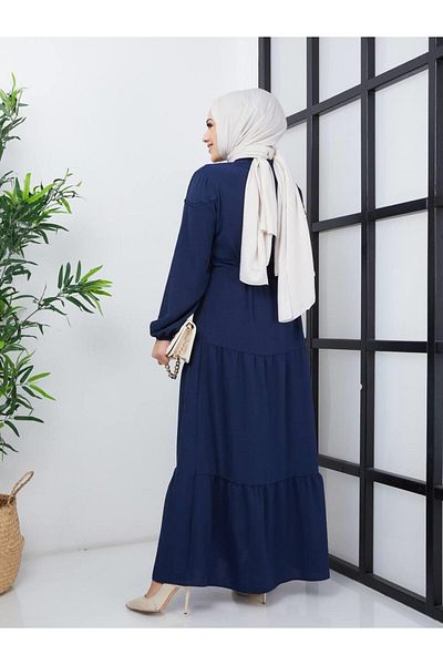 moda periy Women's Lace Detailed Ruffled Hijab Dress
