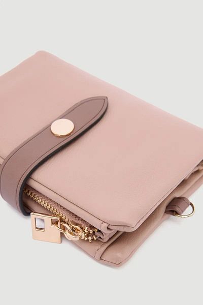 Gusto Zippered Soft Leather Mini Wallet - Powder