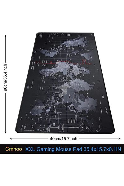 Fabienne Large 90x40cm World Map Gaming Mousepad – Extended Desk Mat with Global Time Zones