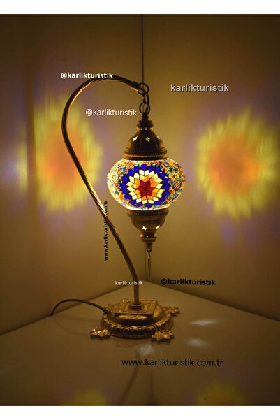 karlıkturistik Abajur Lamba,Mozaik Masa Lambası, Otantik Gece Lambası ,Altın Kaplama Model2