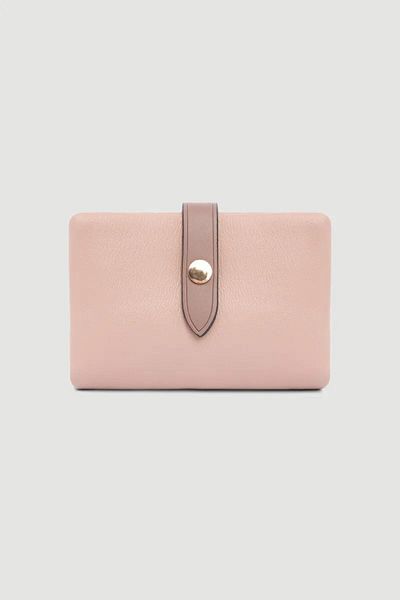 Gusto Zippered Soft Leather Mini Wallet - Powder