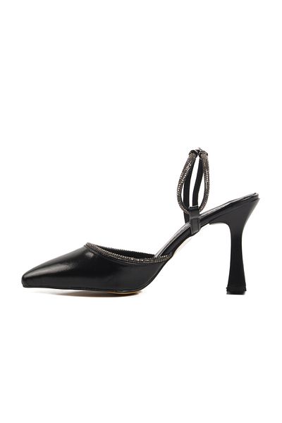 AYAKMOD Black Stone Thin Heeled Women's Evening Dress Shoes 417603   Z
