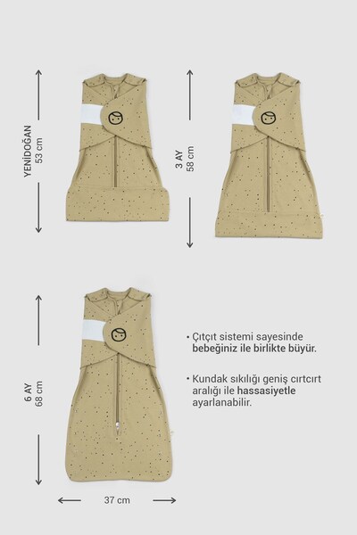 Little Gusto Cloak Sleeping Bag 0-6 Months Cosmos Khaki Organic Cotton