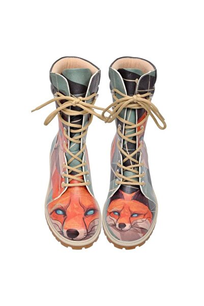 Dogo Γυναικείες Vegan Δερμάτινες Μπλε Μακριές Μπότες - Σχέδιο Red Fox