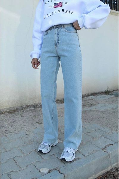 Ecenin Favorileri Pantaloni de damă Pipe Leg Boyfit Jean