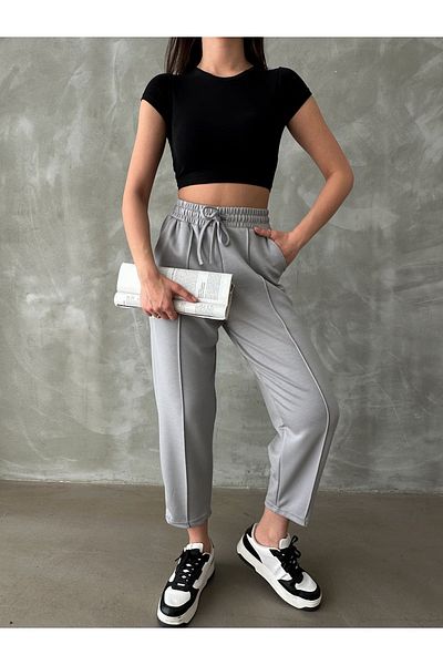 BEJNA Bequeme Hose aus geripptem Modal in Grau für Damen