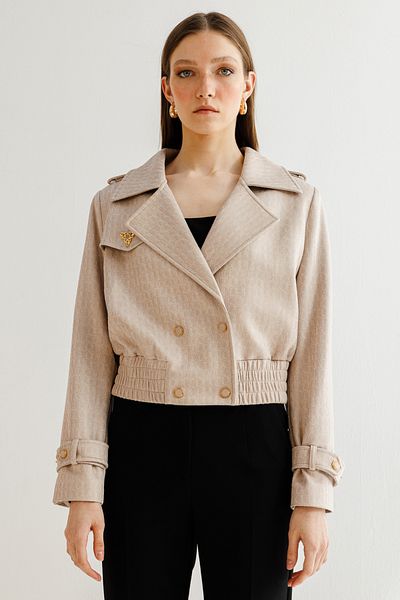 Ekol Double Breasted Epaulette Crop Coat