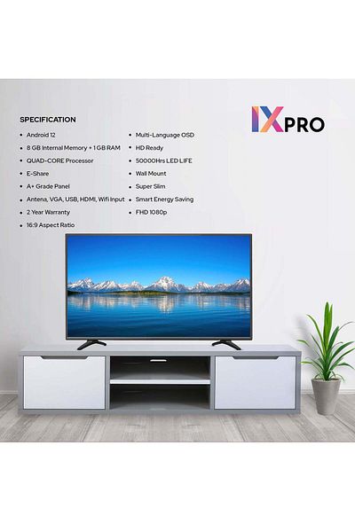 IXPRO 32 Inch HD Smart TV-Frame Less Design Mirror Cast And E-Share, HDMI\USB\ Wi-Fi,Netflix, YouTube