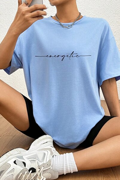 NO 601 Γυναικείο μπλουζάκι με ενεργητικό εμπριμέ Oversize Μπλουζάκι με φαρδιά...