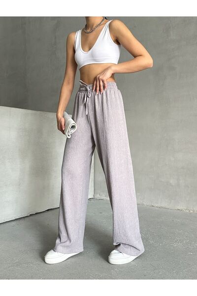 BEJNA Šedé dámské kalhoty rustikálního střihu