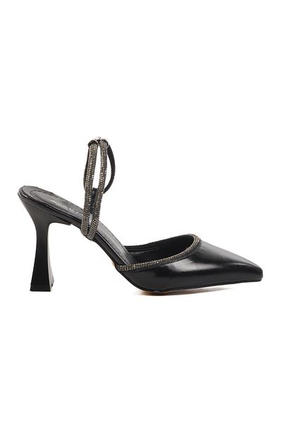 AYAKMOD Black Stone Thin Heeled Women's Evening Dress Shoes 417603   Z