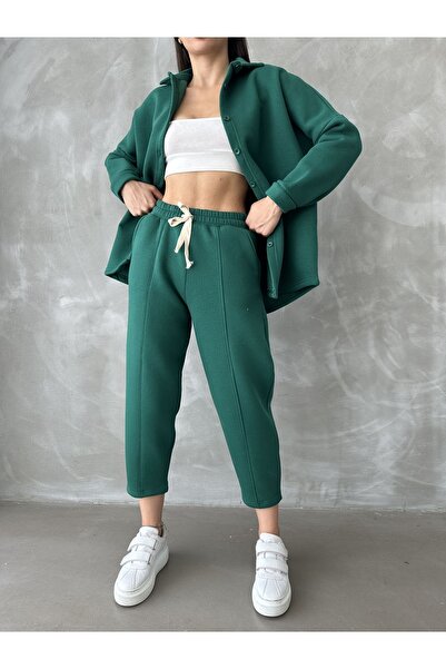 BEJNA Green Women's Fleece Basic Set - Thick Inside