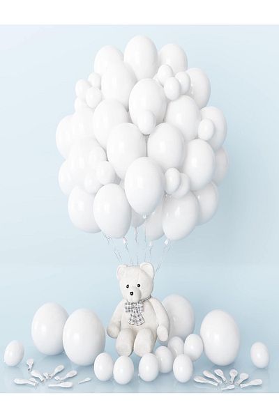 VIP Balon 30 White Pastel Balloons – Helium Compatible and Durable